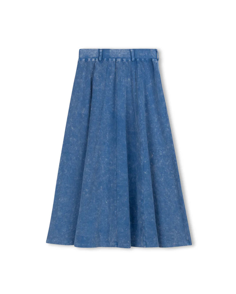 VIBE LIGHT BLUE MINERAL WASH FLYFRONT SKIRT