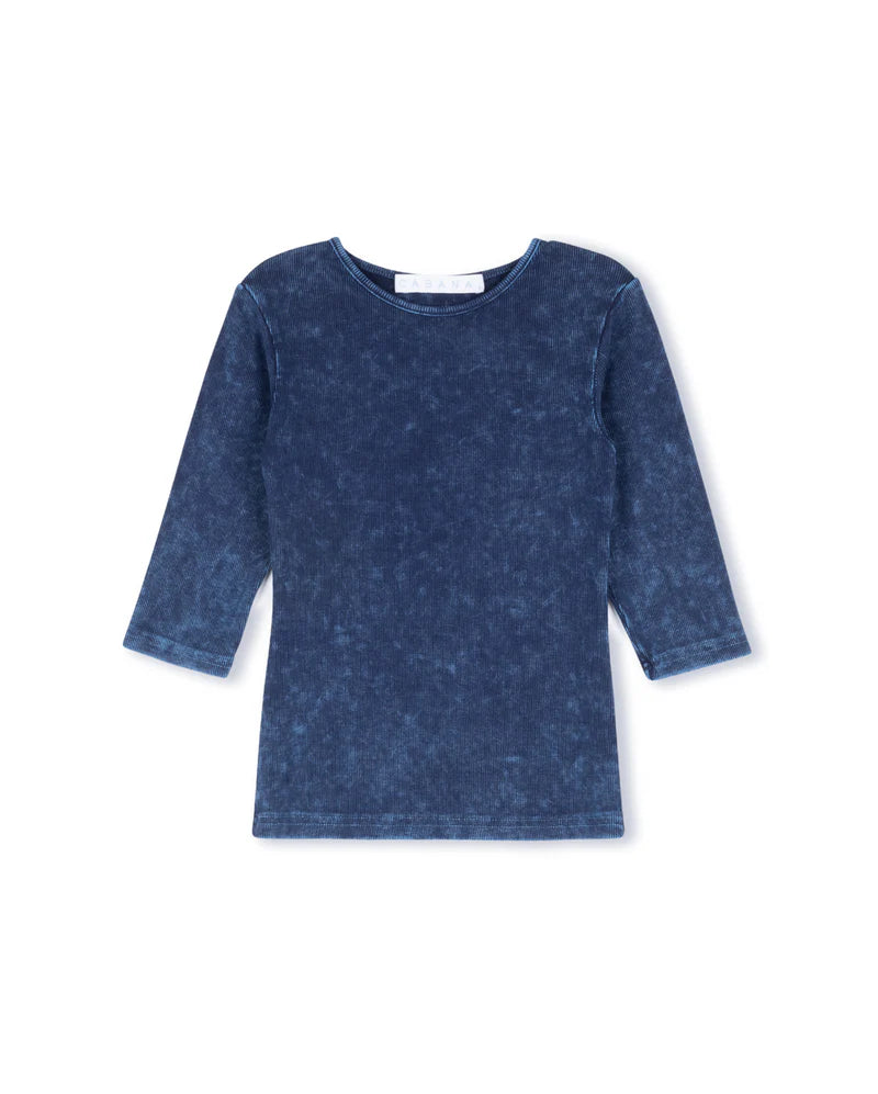 CABANA BLUE MINERAL WASH RIBBED T-SHIRT