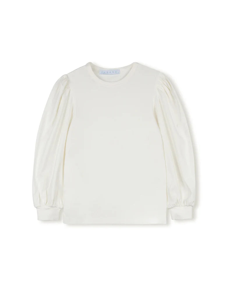 CABANA WHITE MINERAL WASH PUFF SLEEVE T-SHIRT