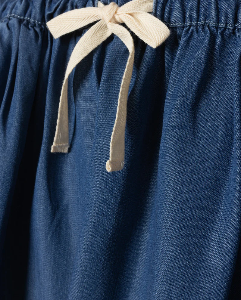 PHIL AND PHOEBE DENIM FLAKE CHAMBRAY DRAWSTRING SKIRT