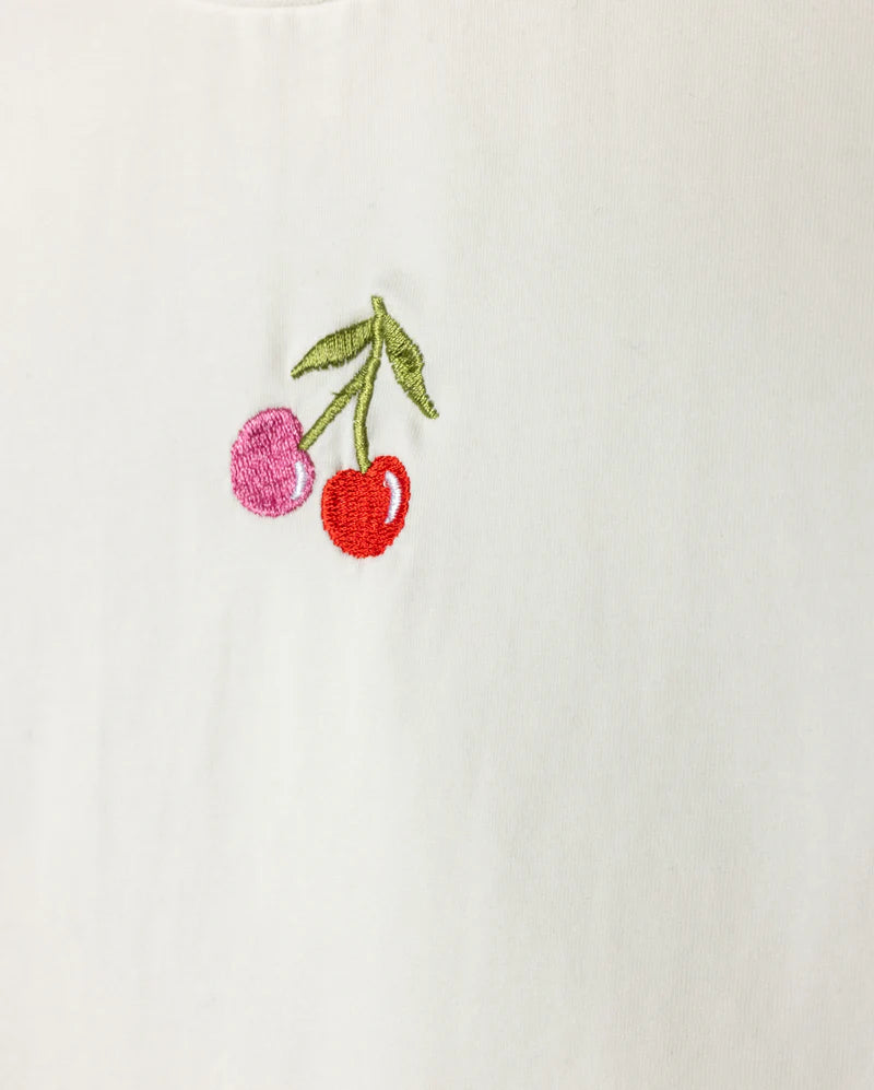 PHIL AND PHOEBE WHITE CHERRY PATCH T-SHIRT