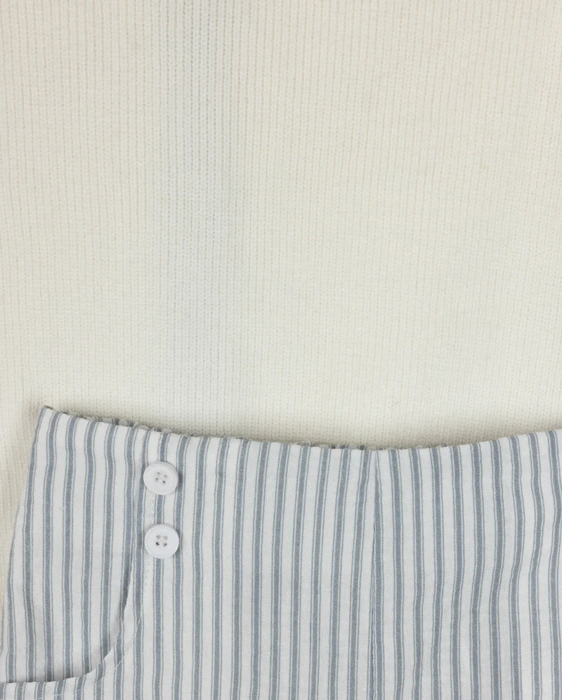 HARPER JAMES IVORY/BLUE STRIPE KNIT SHORTS SET