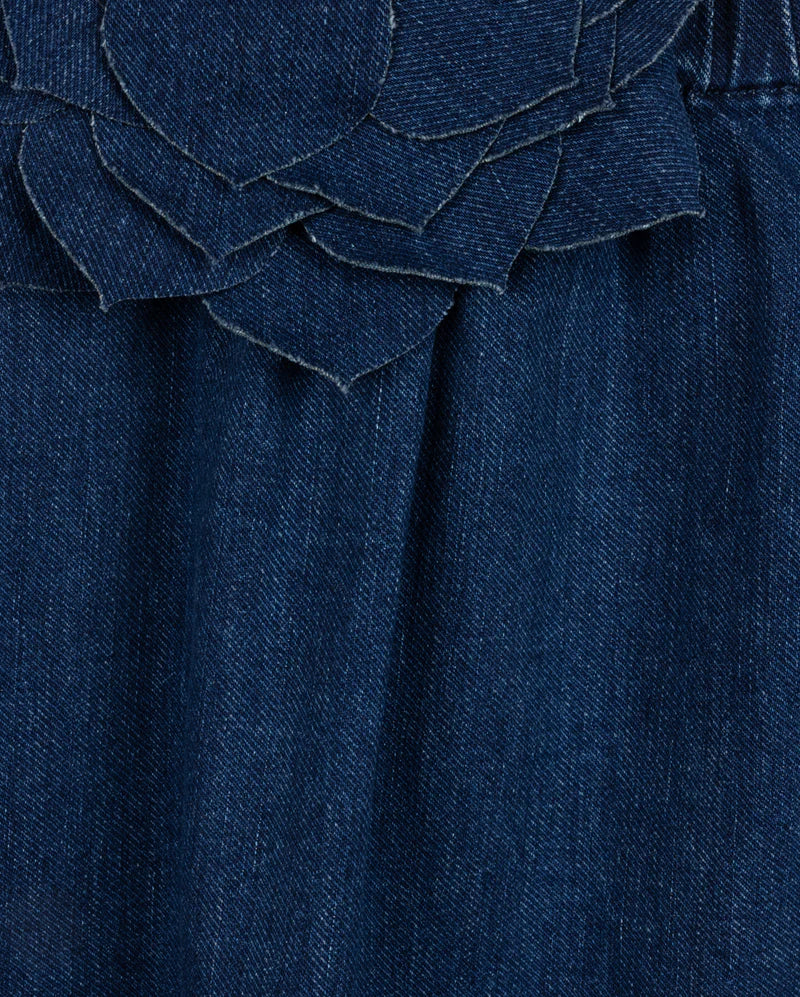 HELLO YELLOW BLUE DENIM BIG FLOWER JUMPER