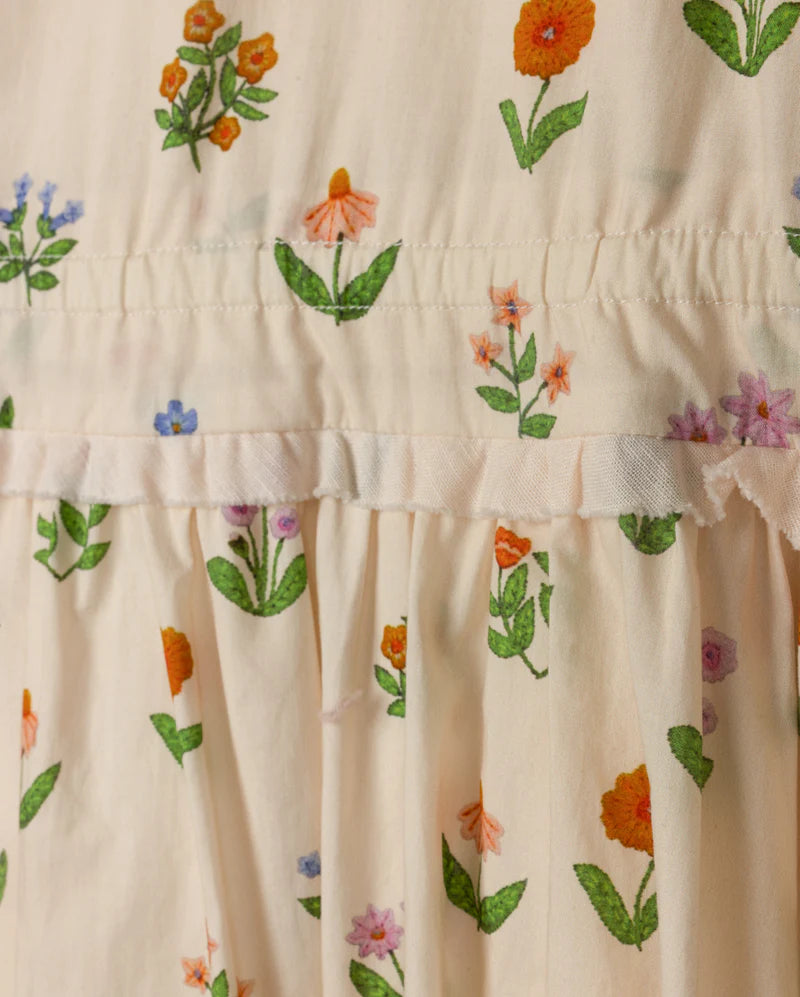 MINIMAL PEACH FLOWER EMBROIDERED DRESS