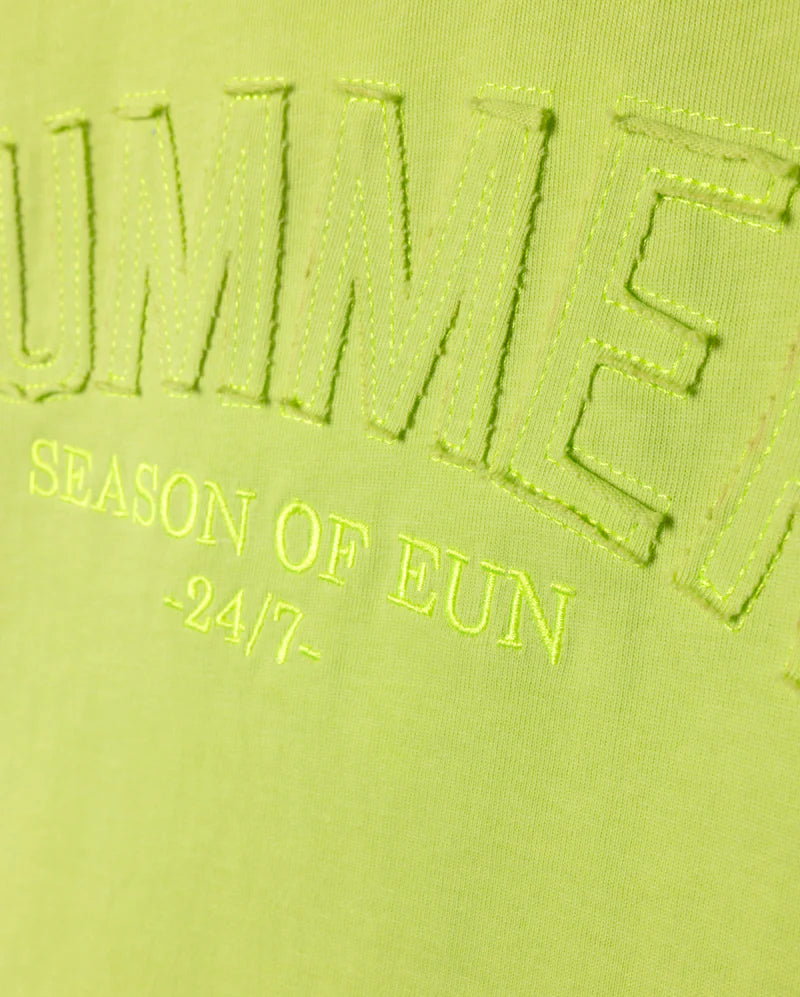 CABANA LIME SELF FABRIC DETAIL T-SHIRT