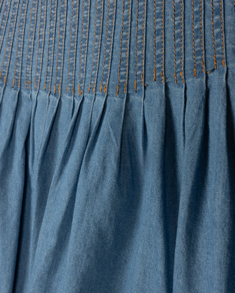 CABANA DENIM TOP PLEAT BUBBLE SKIRT