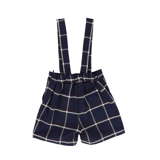 PERNILLE BLUE WHITE PLAID SUSPENDER SHORTS
