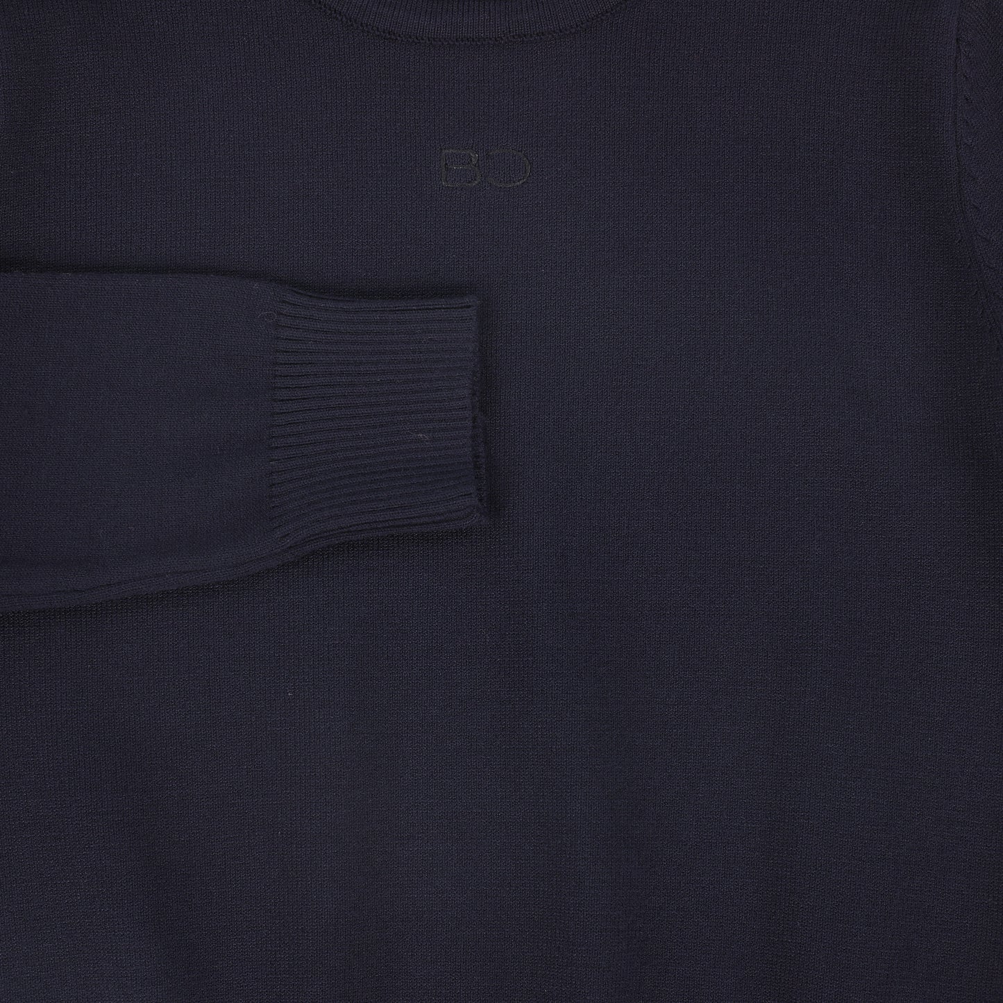 BACE COLLECTION NAVY LOGO EMBROIDERED CREWNECK SWEATER