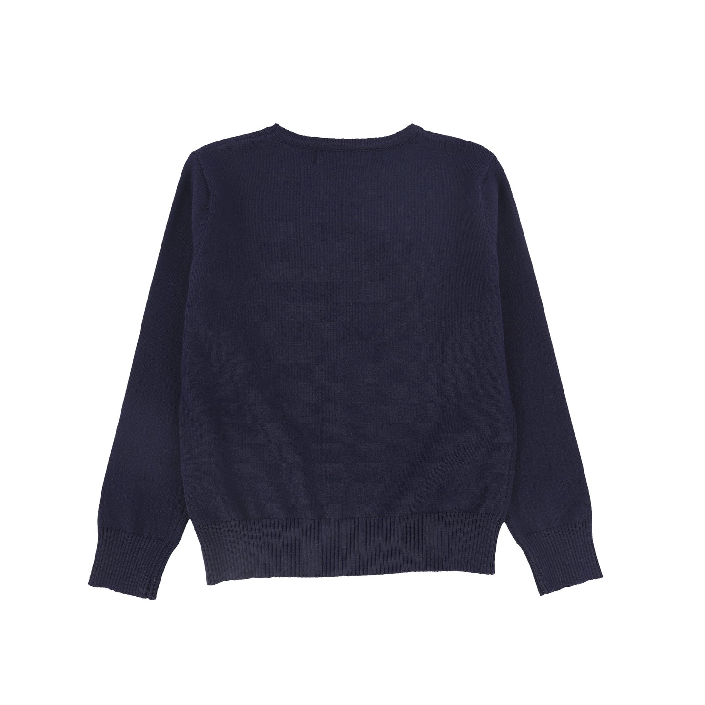 BACE COLLECTION NAVY LOGO EMBROIDERED CREWNECK SWEATER