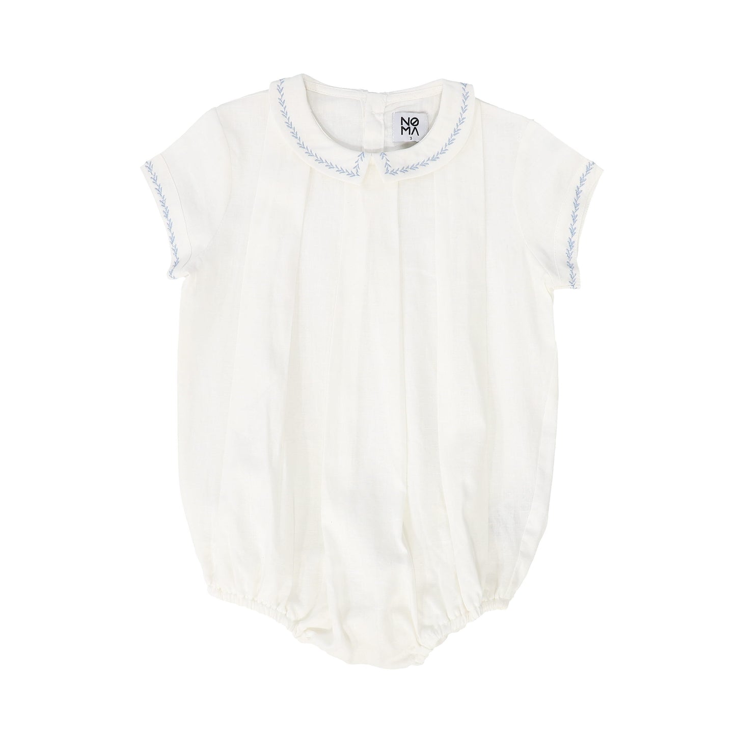 NOMA WHITE/LIGHT BLUE EMBROIDERED COLLAR ROMPER