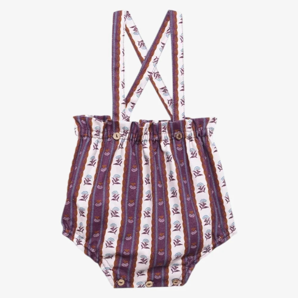 BIRINIT PETIT PURPLE LINEAR FLORAL SUSPENDER BLOOMER