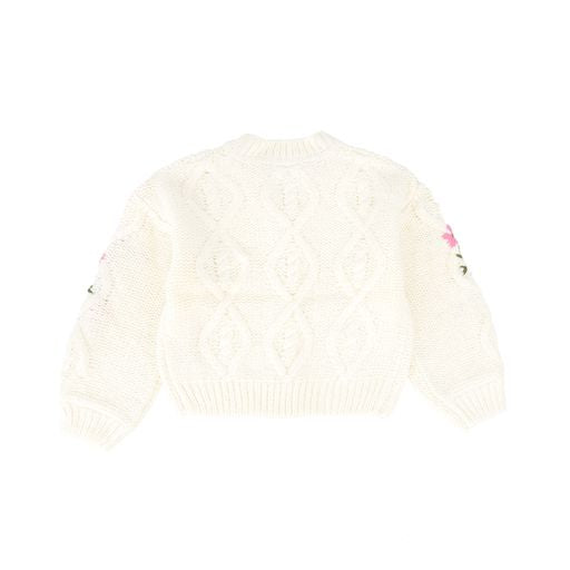 NICOLE MILLER CREAM EMBROIDERED FLOWER CARDIGAN