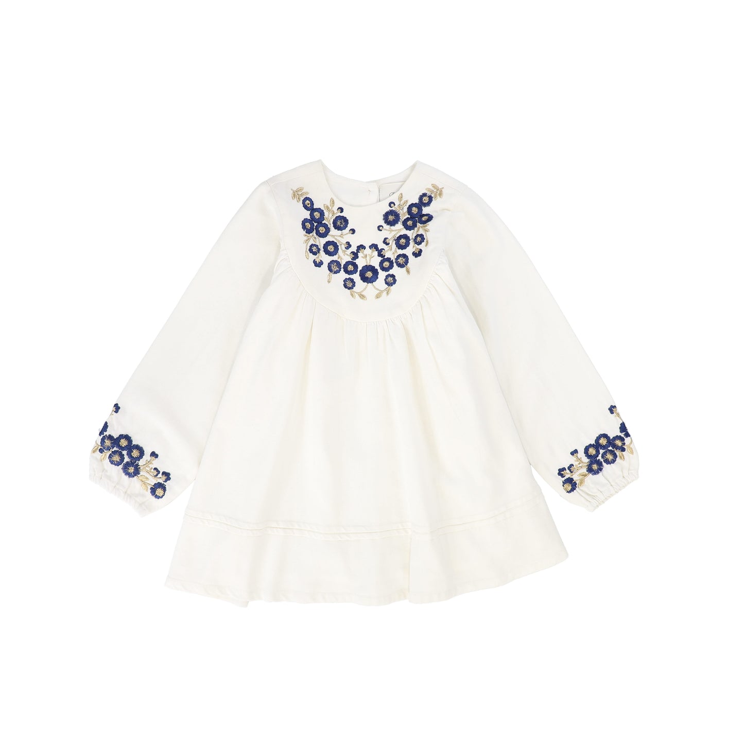 PERNILLE IVORY TWILL EMBROIDERED FLORAL DRESS