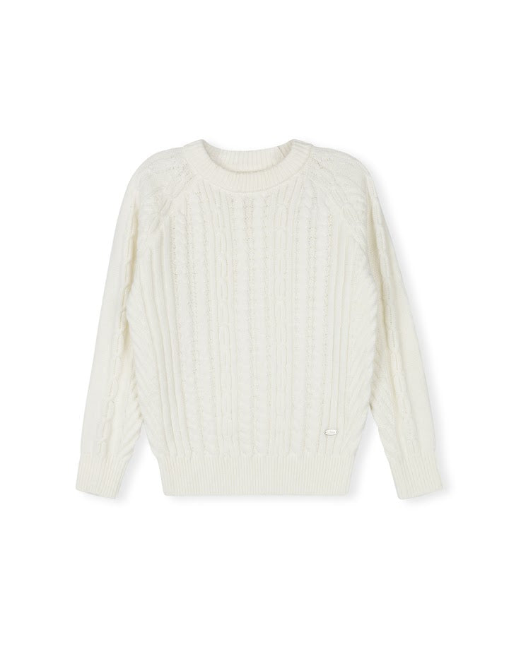 HARPER JAMES IVORY BRAIDED KNIT SWEATER