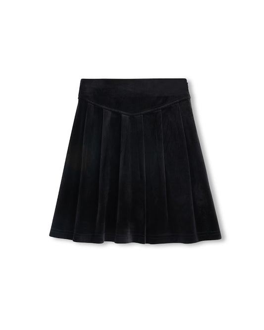 PAPILLON BLACK VELOUR V WAIST PLEAT SKIRT