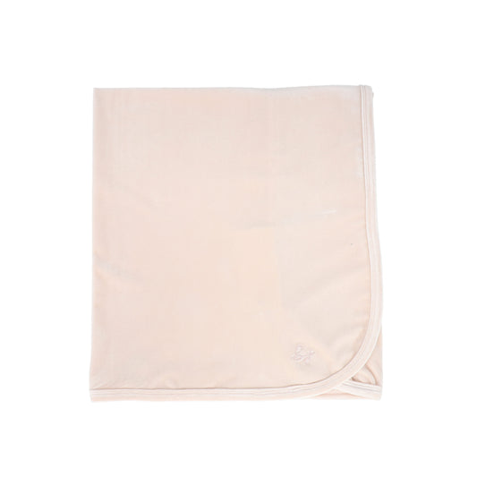 BEBE JOLEE PINK VELOUR EMBROIDERED BLANKET