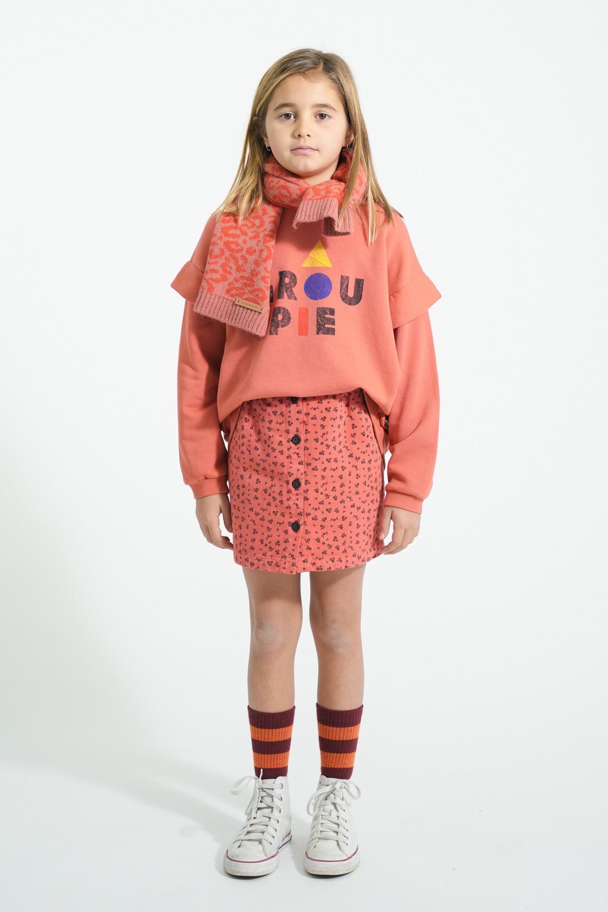 PIUPIUCHICK CORAL WORDED SWEATSHIRT