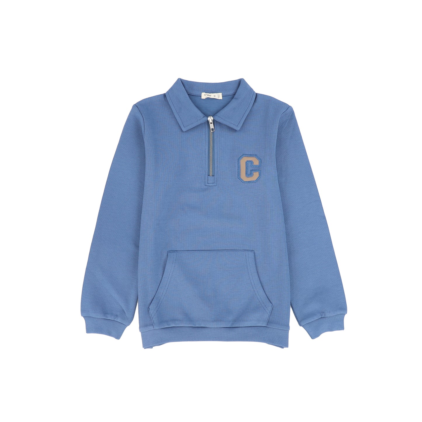 CREW KIDS BLUE LOGO ZIP POLO