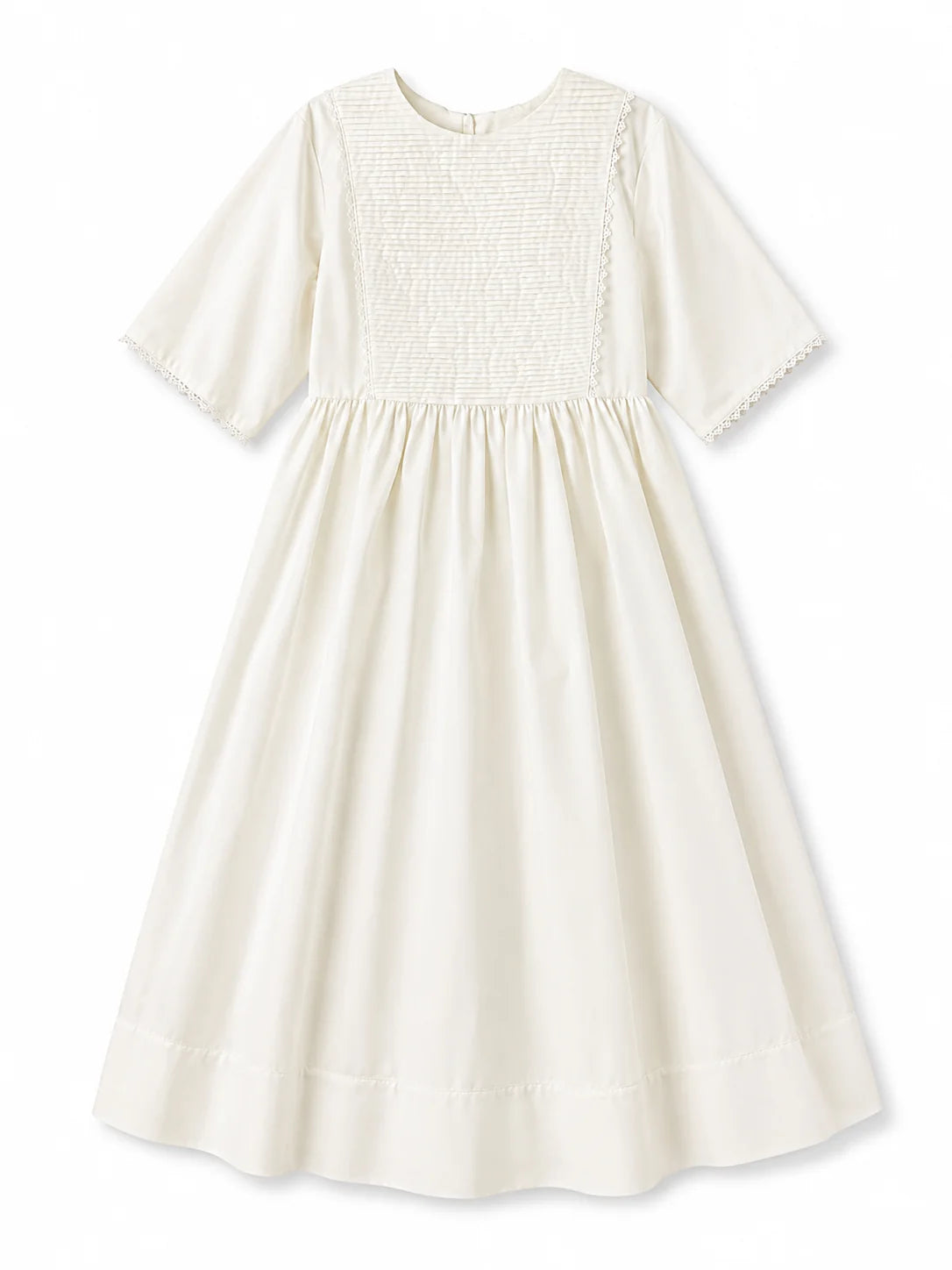 LITTLE TEMPEST IVORY PINTUCK TAFFETA GOWN