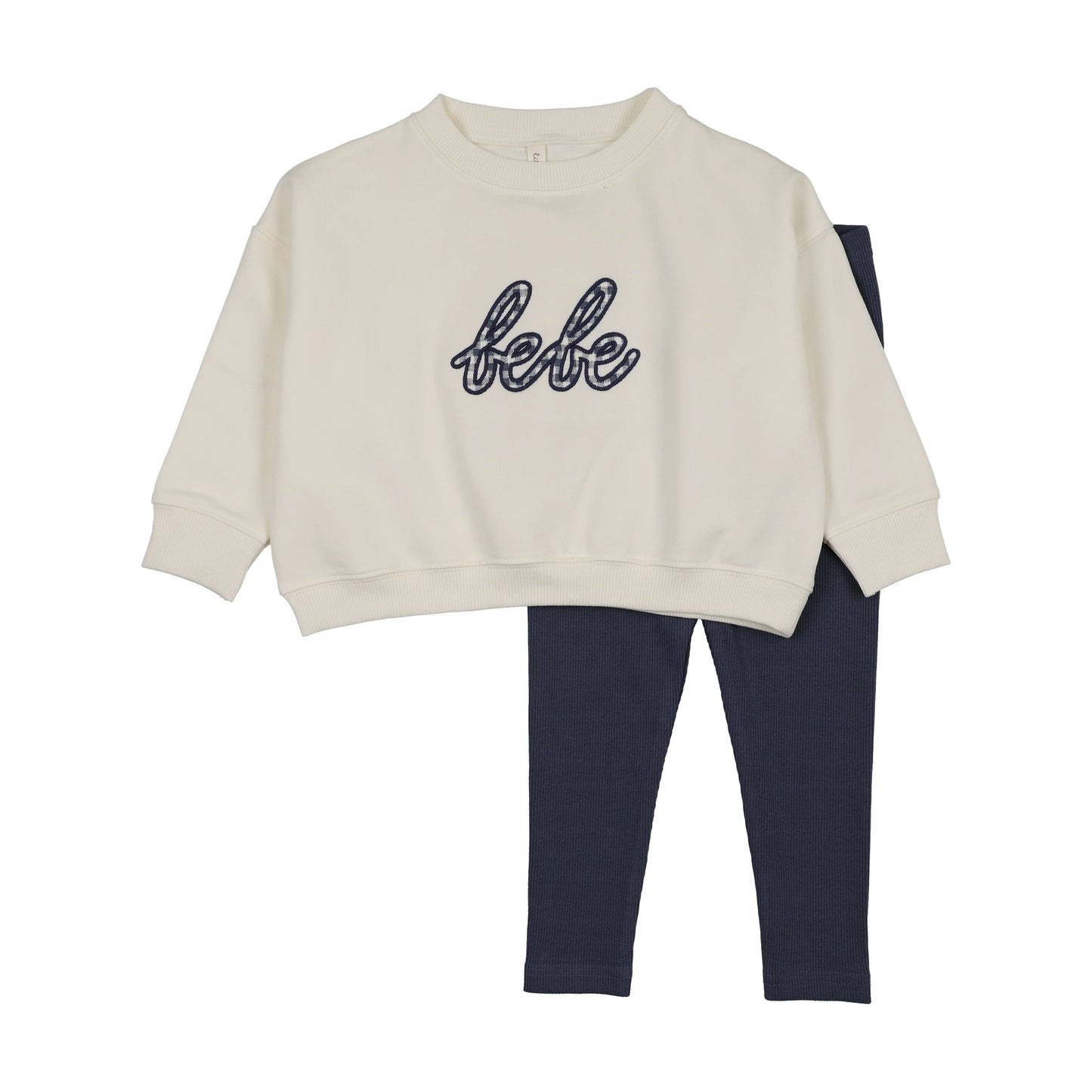 LILETTE CREAM/BLUE SWEATSHIRT SET - GINGHAM