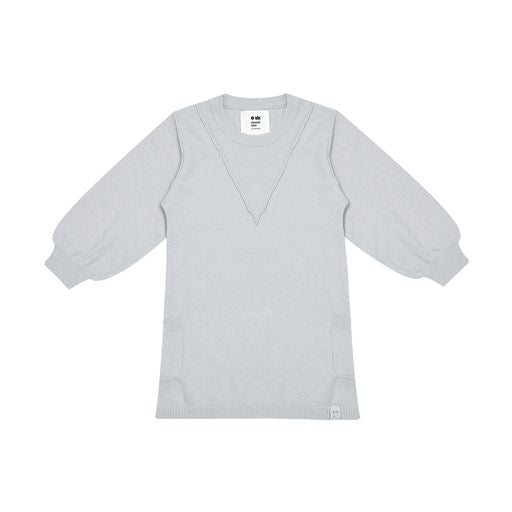 OMAMIMINI LIGHT GREY KNIT POCKET DRESS