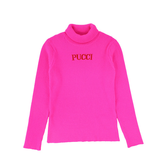 PUCCI MAGENTA CHUNKY KNIT LOGO SWEATER