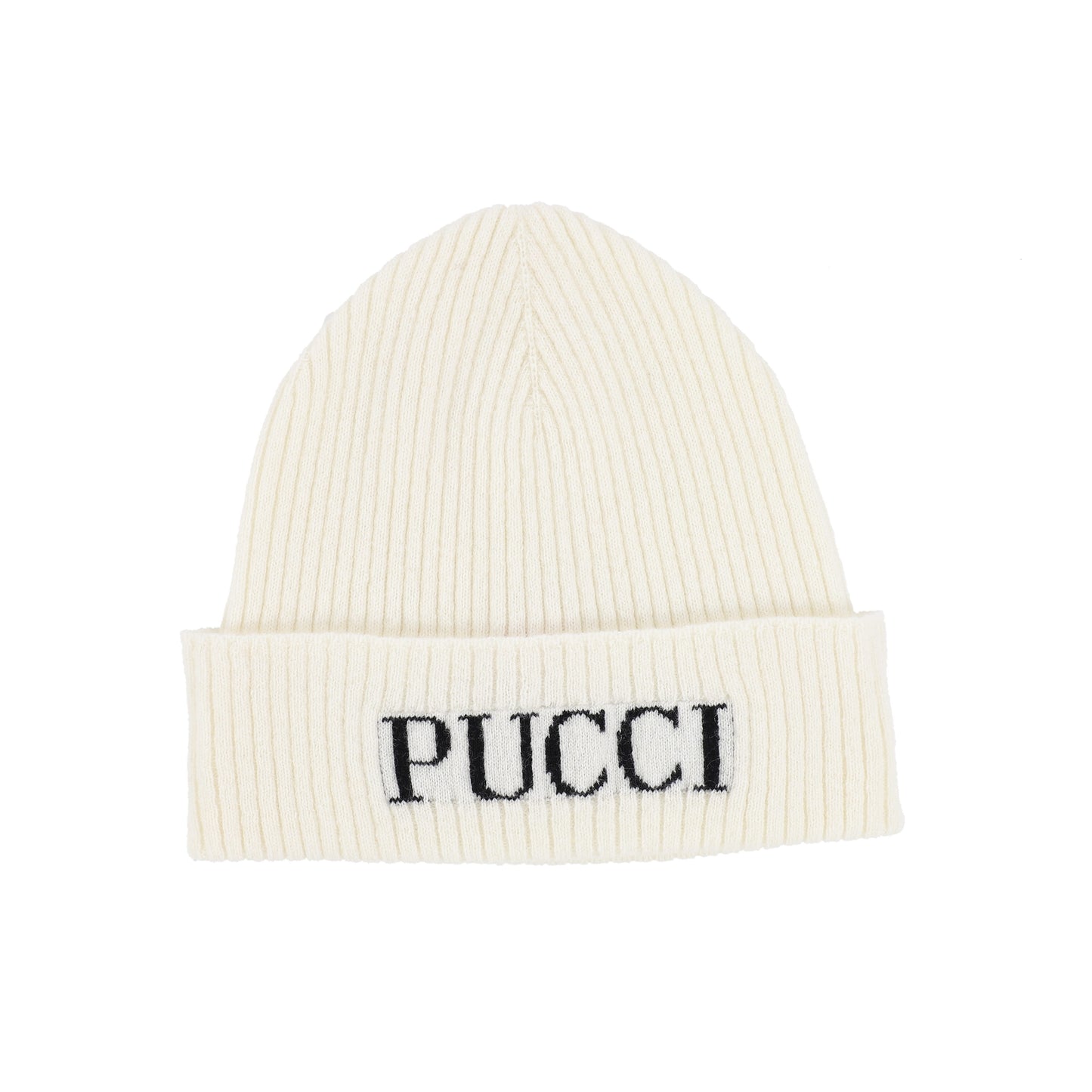 PUCCI CREAM LOGO WINTER BEANIE