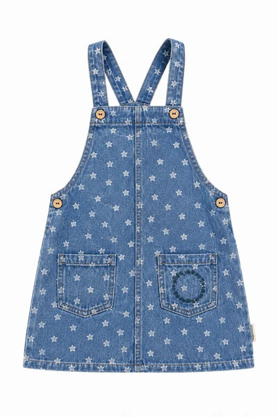 PIUPIUCHICK BLUE DENIM STAR PRINT OVERALL DRESS – Luibelle