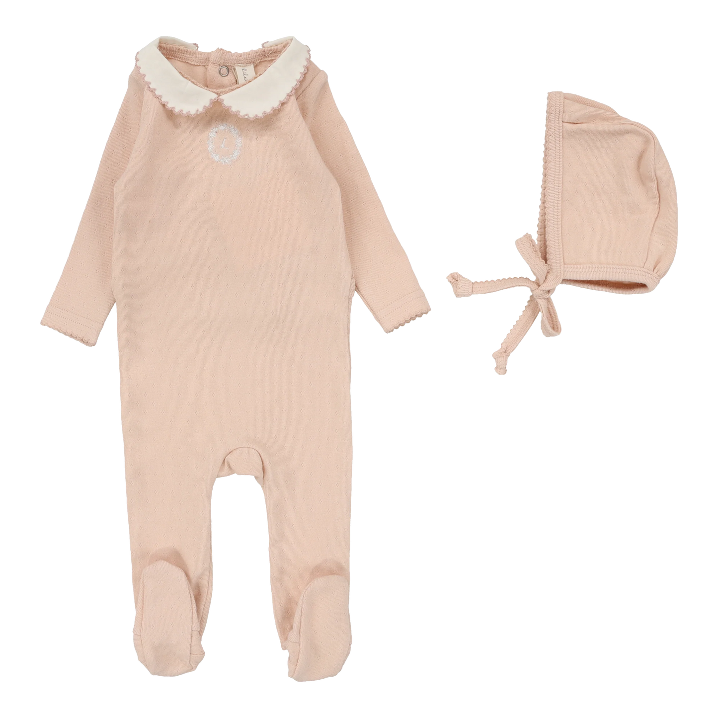 LILETTE DUSTY PINK EMBLEM EMBROIDERED FOOTIE SET