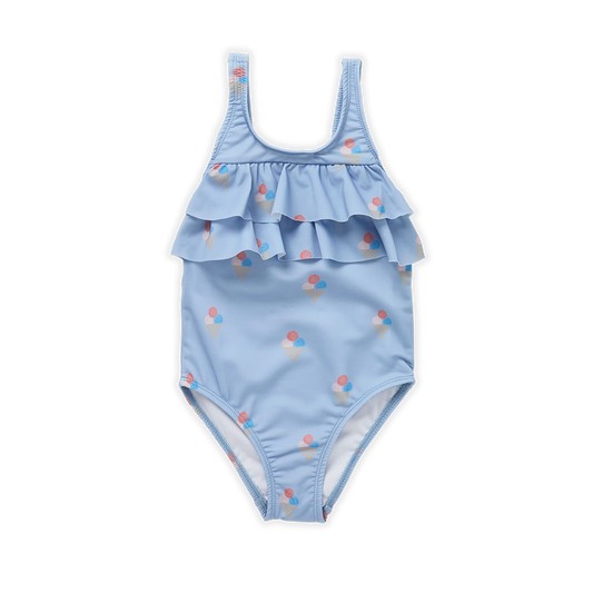 SPROET & SPROUT LIGHT BLUE ICE CREAM PRINT RUFFLE SWIMSUIT [FINAL SALE]