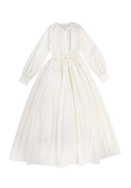 LITTLE TEMPEST CREAM TAFFETA TIERED GOWN