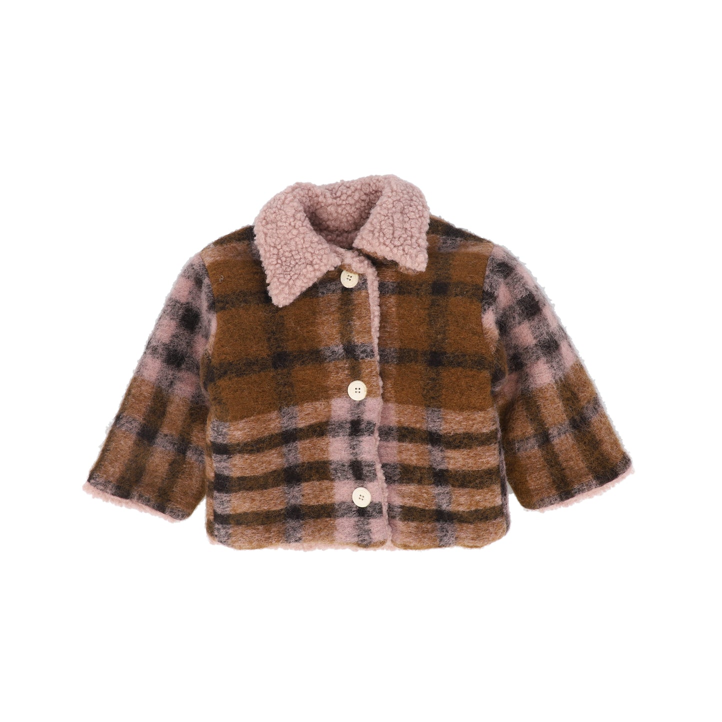 PEQUENO TOCON PINK/CAMEL COLLAR WOOL COAT