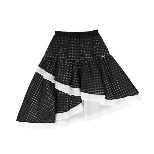 TWINSET BLACK/WHITE CHECKERED LAYER SKIRT [FINAL SALE]