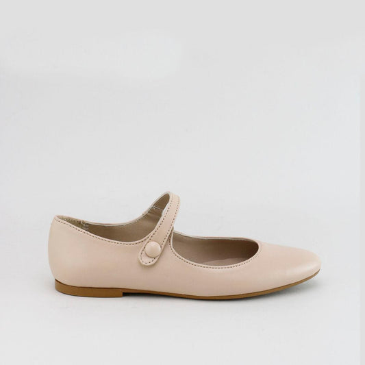 PAPANATAS BEIGE LEATHER POINTED MARY JANE [Final Sale] [FINAL SALE]