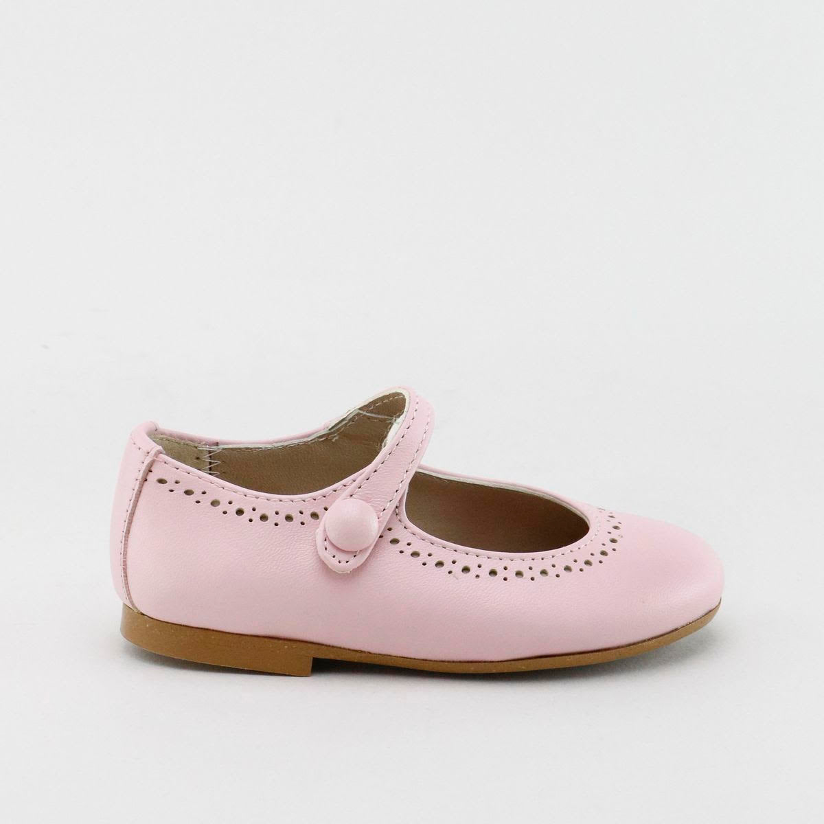 PAPANATAS PINK LEATHER DOTTED DESIGN ROUNDED MARY JANE [Final Sale] [FINAL SALE]