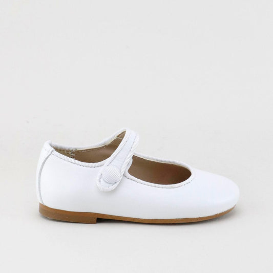 PAPANATAS WHITE LEATHER ROUNDED MARY JANE [Final Sale] [FINAL SALE]