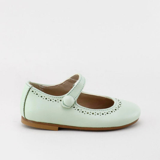PAPANATAS MINT GREEN LEATHER DOTTED DESIGN ROUNDED MARY JANE [Final Sale] [FINAL SALE]