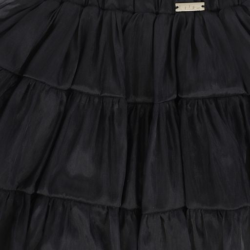 NICOLE MILLER BLACK RUFFLE COLLAR TIERED DRESS