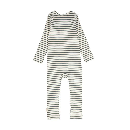 PETIT PIAO GREEN AND OFF WHITE STRIPED JUMPSUIT