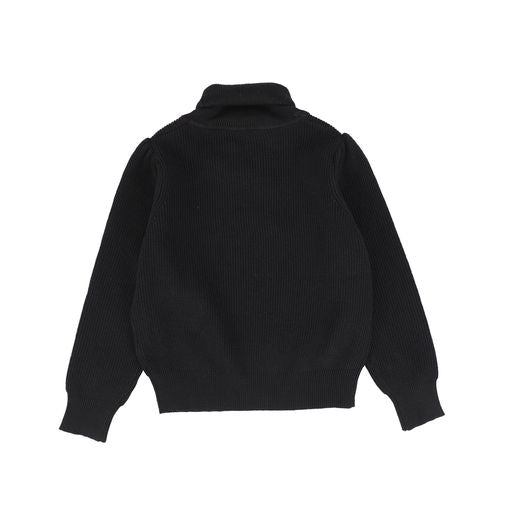 LILOU BLACK PUFF SHOULDER TURTLENECK SWEATER