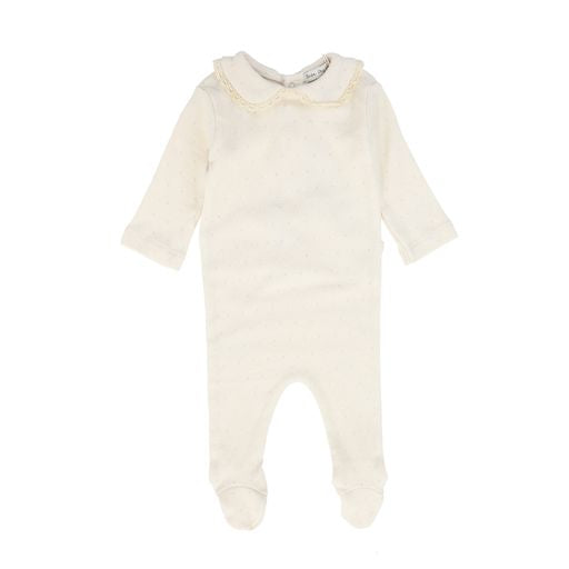 BEBE ORGANIC NATURAL LACE TRIM COLLAR FOOTIE