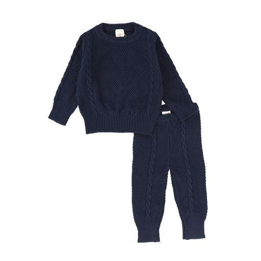 ANALOGIE NAVY CABLE KNIT SET
