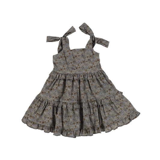 Nueces Forest Green Floral Ruffle Tiered Jumper [Final Sale]