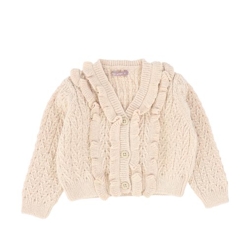 GINGERSNAPS BIEGE DOUBLE RUFFLE CARDIGAN [Final Sale]