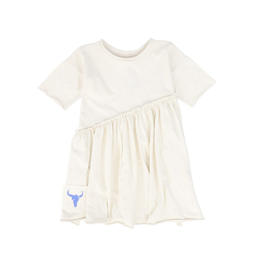 BOOSO BEIGE GATHERED DESIGN DRESS