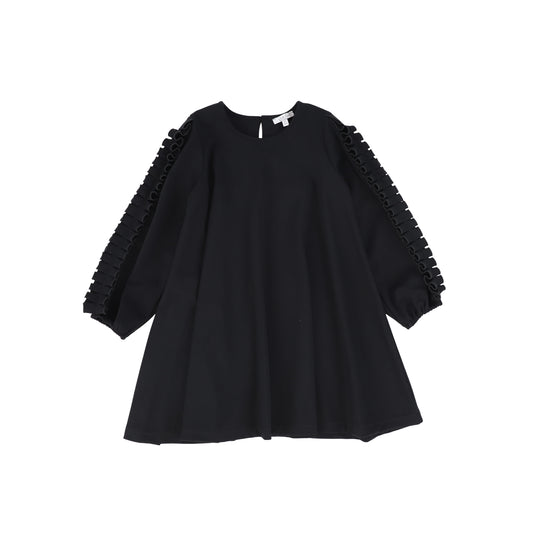 PICCOLA LUDO BLACK RUFFLE TRIM DRESS [FINAL SALE]