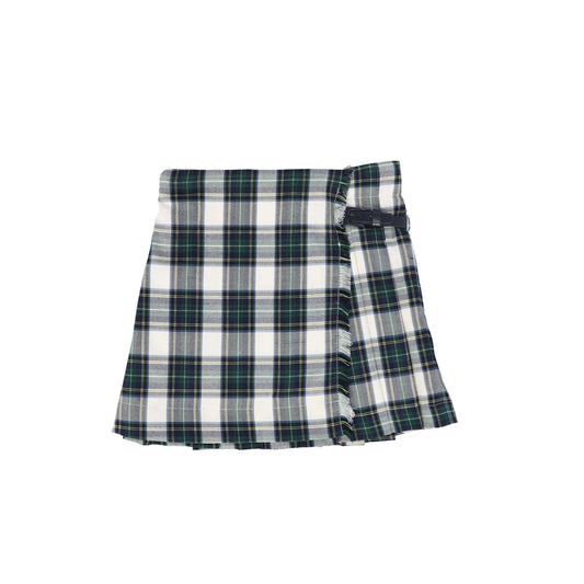 PICCOLA LUDO GREEN PLAID BUCKLE PLEATED SKIRT [FINAL SALE]