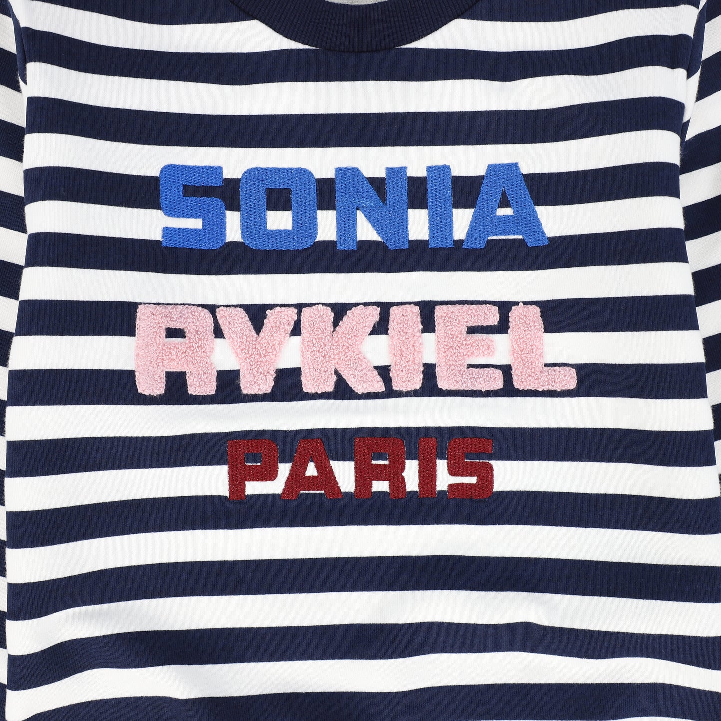 SONIA RYKIEL WHITE/BLUE STRIPED LOGO SWEATSHIRT [FINAL SALE]