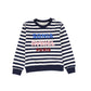 SONIA RYKIEL WHITE/BLUE STRIPED LOGO SWEATSHIRT [FINAL SALE]