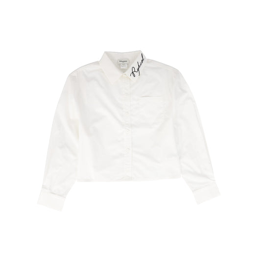 SONIA RYKIEL WHITE LOGO COLLAR BLOUSE